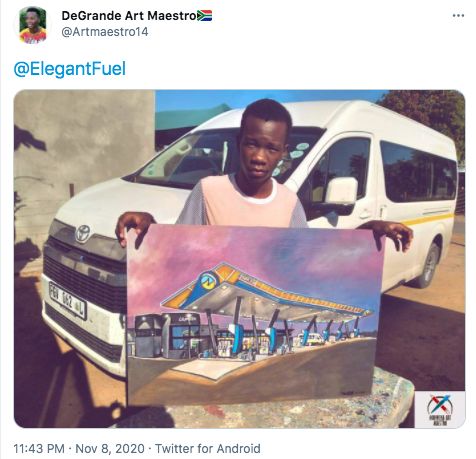 George with his painting of Elegant Fuel Lephalale